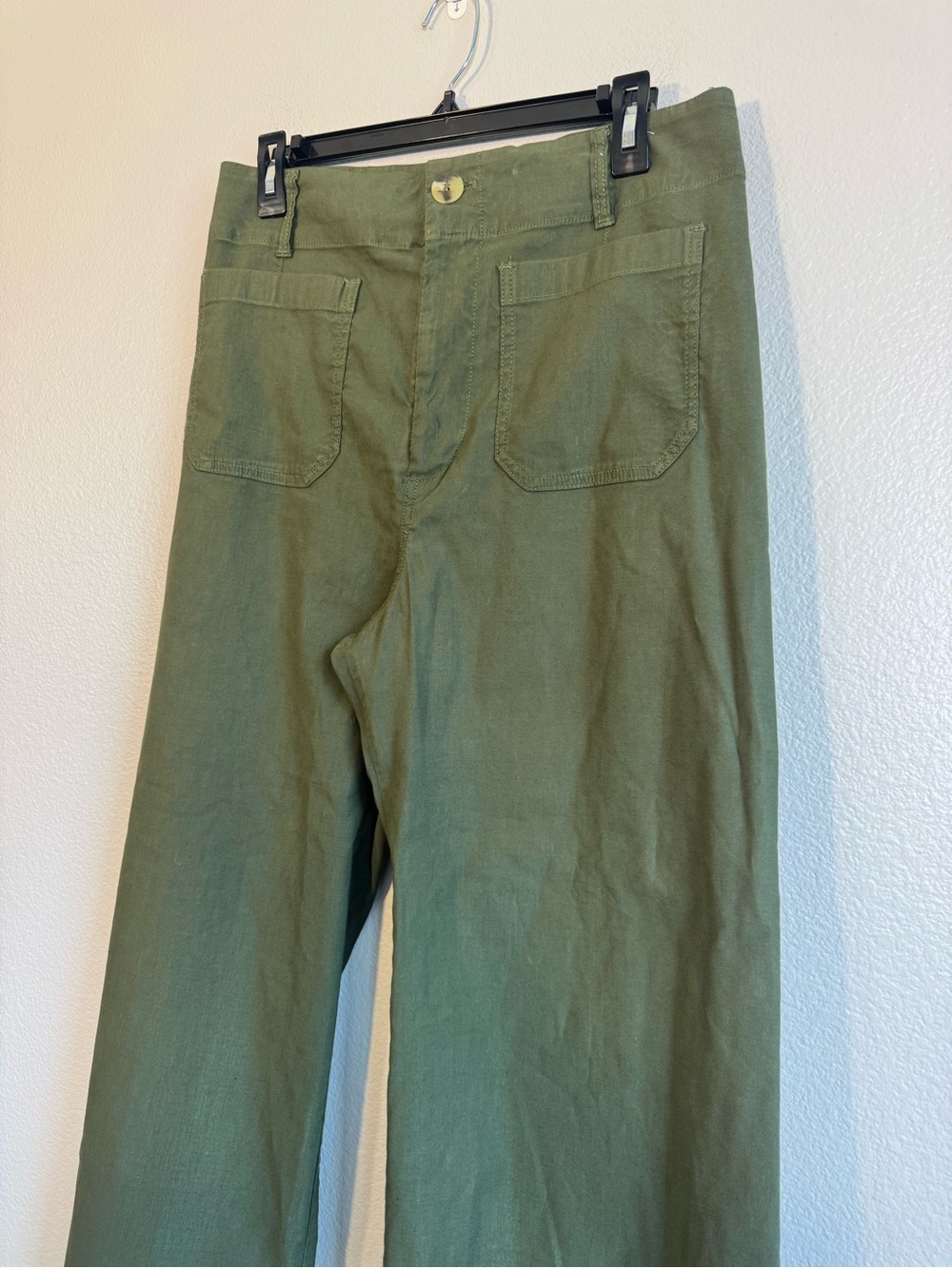 Maeve The Colette High Waist Wide Leg Cropped Pant in Green - 31 - Picture 3 of 5